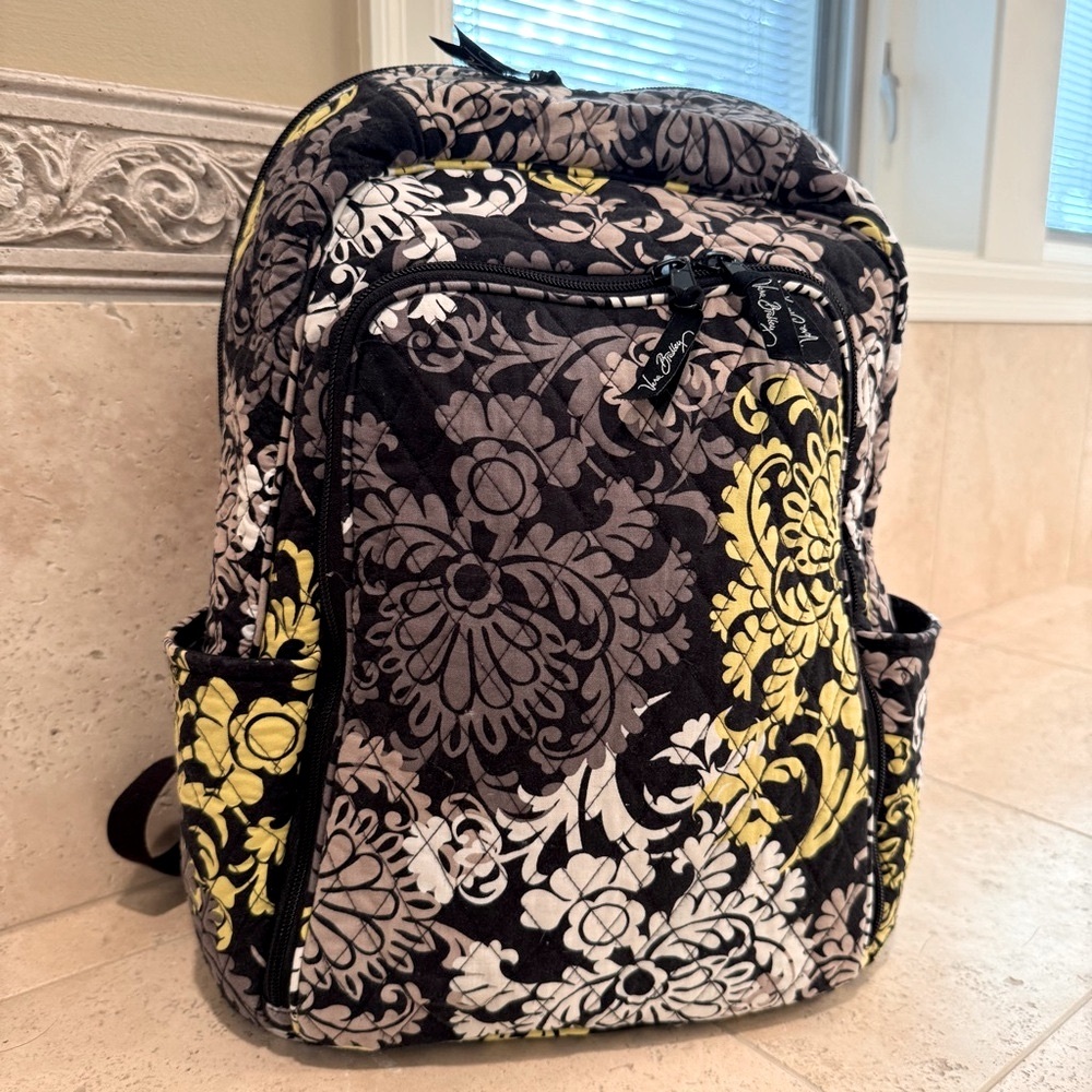 Vera Bradley Black and Yellow Baroque Backpack